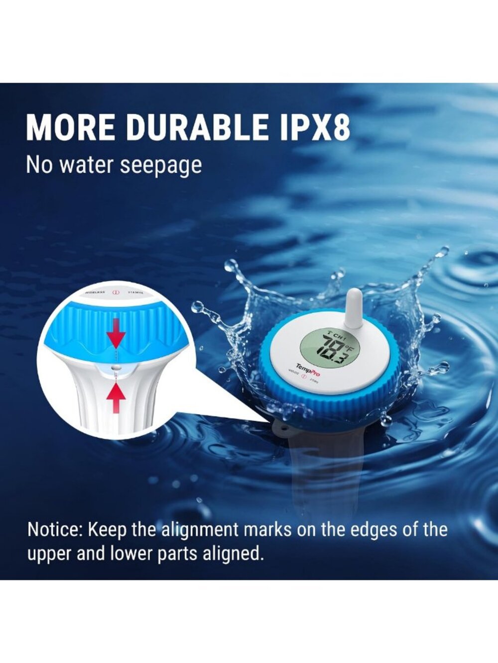 Wireless Floating Pool Thermometer - Easy Read, Battery Included, TempPro Design - Picture 4 of 8